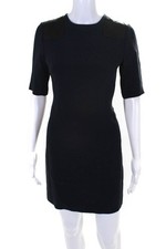 Marc By Marc Jacobs Womens Quilted Shoulders Short Sleeves Dress Navy Blue Size