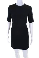 Marc By Marc Jacobs Womens Quilted Shoulders Short Sleeves Dress Navy Blue Size