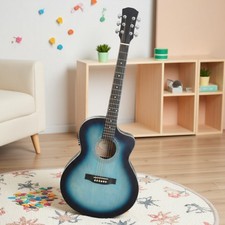 41" Beginner Acoustic Electric Guitar Set - Amp EQ Jumbo Cutaway Blue