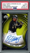 2022 Topps Chrome Black Oneil Cruz Gold Refractor Auto Rookie #7/50 PSA 9