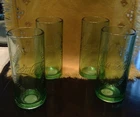RARE SET 4 ~ Vintage 2009 Coca Cola Hutchinson Glass Libbey Green Embossed NOS