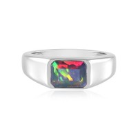 Cavill Ring Sterling Silber 0,8Ct Opal Oktagon Platin Multicolor- Echtschmuck