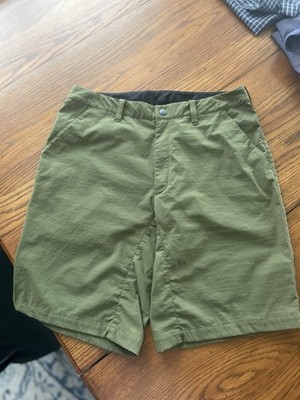 mont bell OD Flat Front Shorts Green Size M Snap Closure Performance Material