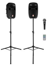Rockville RPG102K Dual 10" Powered Speakers DJ PA System Bluetooth+Mic+Stands