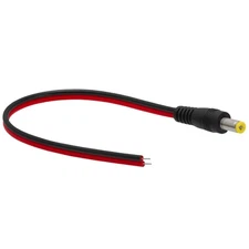 CCTV DC Plug Male Pigtail Type 2 Wire Red Black 8" Cord Power Connector 2.5mm
