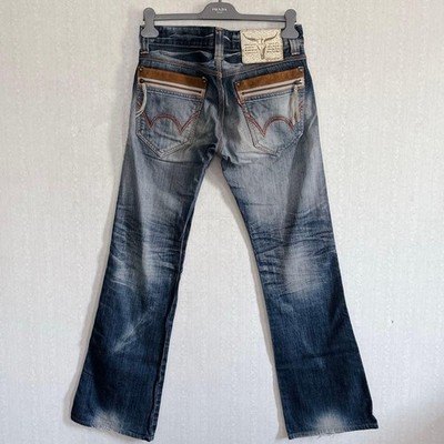 EDWIN Denim Jeans Distressed Gimmick Pockets Y2K Faded Men's 30 Made in Japan