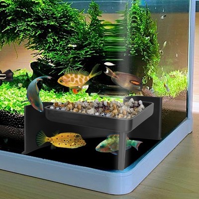 CPLIKE Underground Aquarium Cave with Two Hole Corner Black Medium