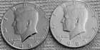 2- 1987 Kennedy half dollar coins 1P &1D