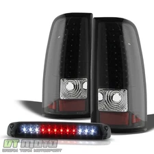 For 2003-2006 Chevy Silverado LED Tail Lights +Smoked LED 3rd Brake Lamp Set