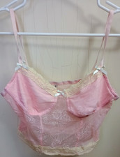 Pink Lace Mesh Bralette Crop Top Cami Size S