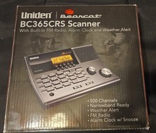 Uniden Bearcat BC365CRS Scanner, 500 Channels, FM Radio, Alarm Clock, Used.
