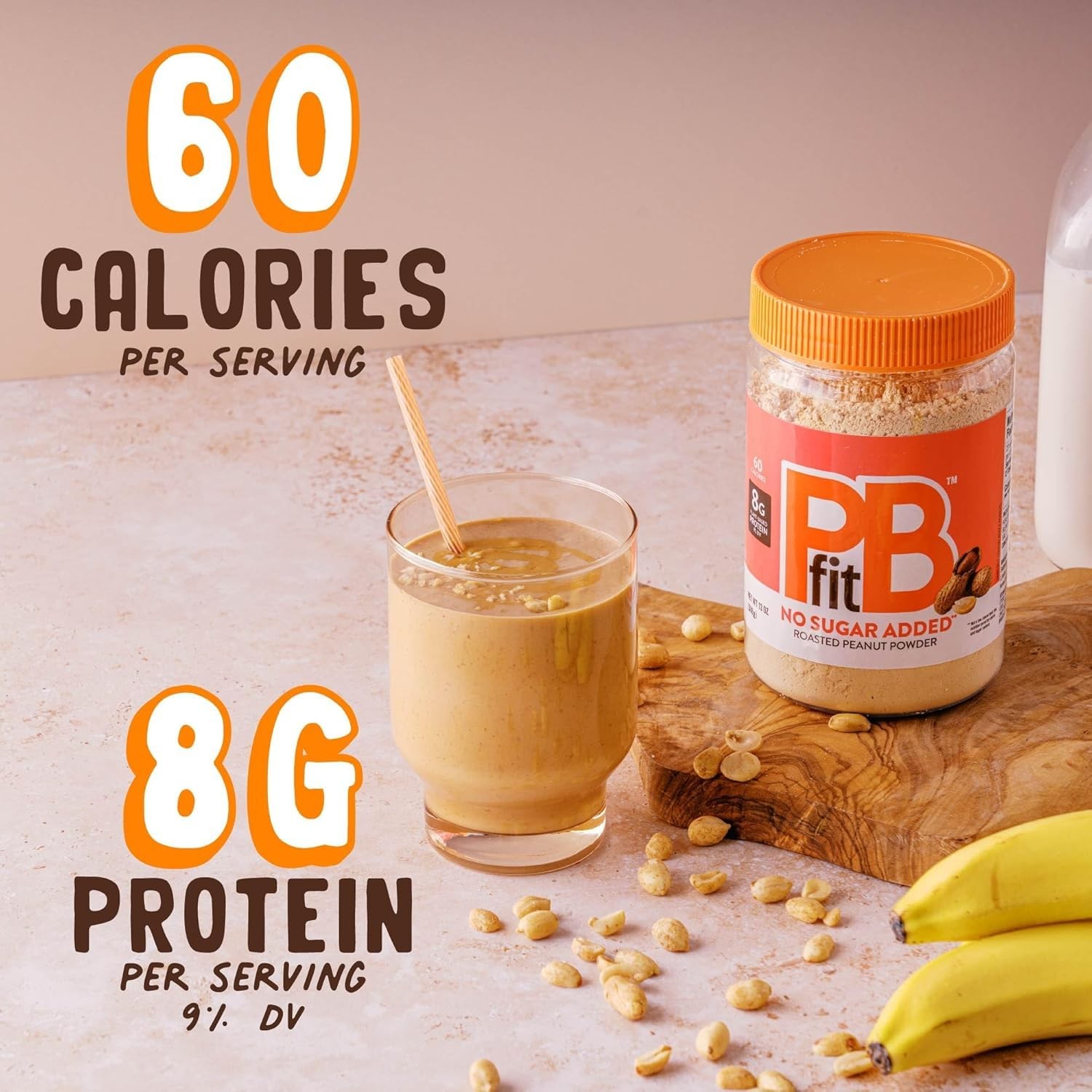 PBfit Peanut Butter Powder No Sugar Added 8g Protein 13 oz