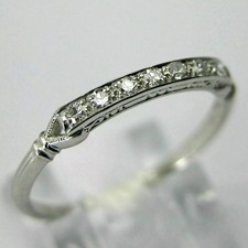 Vintage Wedding Band 0.40Ct Diamond 14k White Gold Finish Women's Ring in Size O