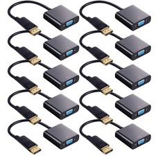 10 Pack DisplayPort to VGA Adapters Gold Plated Compatible with Laptop Monito...