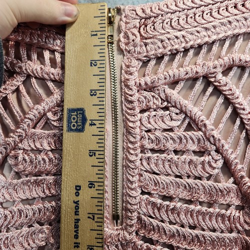Black Label Wow Couture Shirt Size M Pink Crochet Knitted Knee Length - Picture 10 of 12