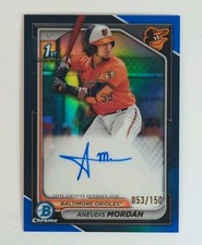 Aneudis Mordan Auto 2024 Bowman Chrome Blue Refractor /150 Autograph Orioles 