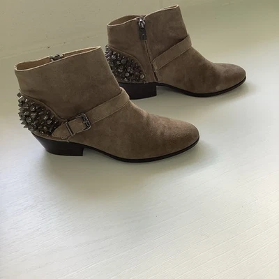 Sam Edelman Pax Gris Gamuza Tachonado Botín Cremallera Tacón Bajo Bloque EE. UU. 7 - Imagen 1 de 4
