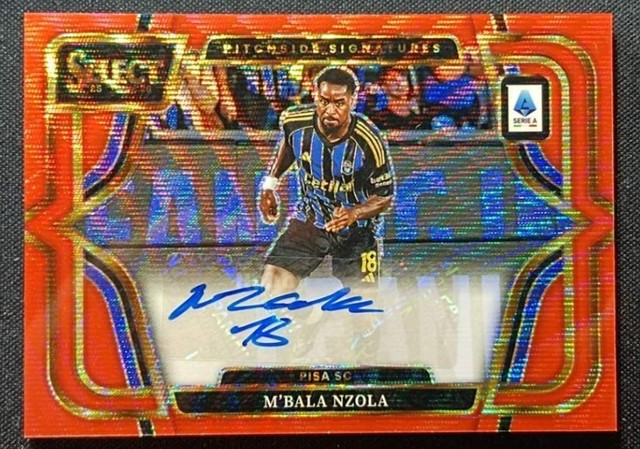 M'Bala Nzola 2025-26 Panini Select Serie A Pitchside Red Wave Auto #PS-MBN