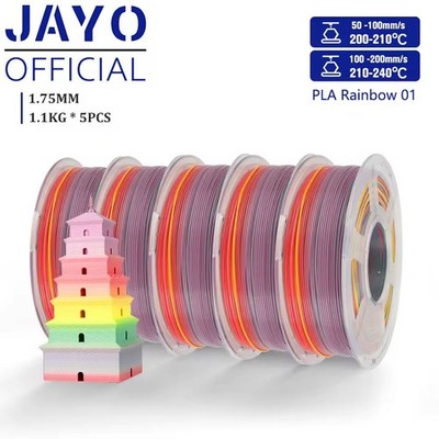 JAYO PLA Rainbow 01 1.75mm 5*1.1KG 3D Printer Filament Colorful Neatly Wound
