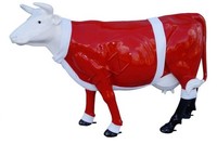 Design Kuh Figur Statue Skulptur Figuren Skulpturen Dekoration Deko Rot Abstrakt