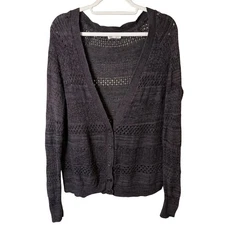 GRG Montreal Elegant Charcoal Knit Cardigan Boho Knit Crochet Size P S