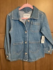 NWT Old Navy Toddler Girls Denim Jean Jacket Button Up Collard Pockets Size 3T