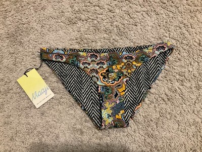 MAAGI REVERSIBLE BIKINI BOTTOM SIZE M FLORAL HERRINGBONE PATTERN