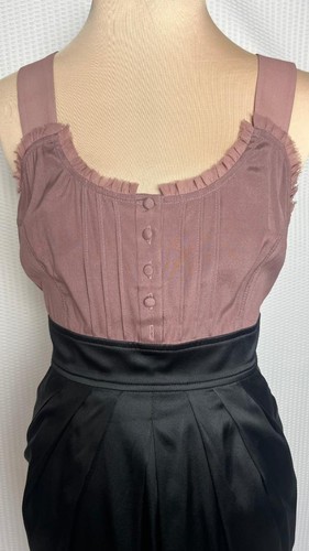 Vestido MARCIANO Talla S Seda Malva Body Negro Satinado Bolsillo S - Imagen 3 de 6