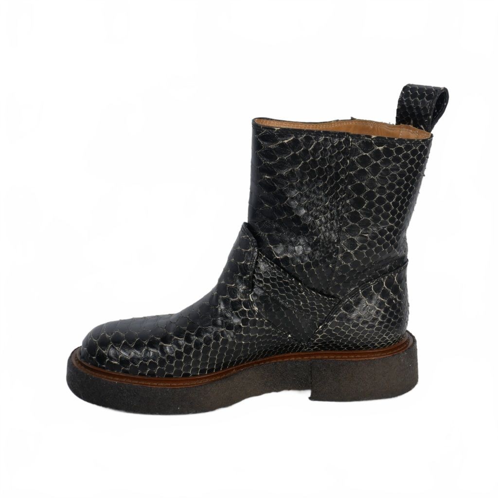 Martin Margiela Python Leather Engineer Boots Bla… - image 2