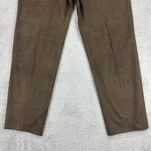 Bernard Zins Dress Pants Men 35x33 Brown Chino Faux Suede Pleated Trousers Italy - 第 3/18 張圖片