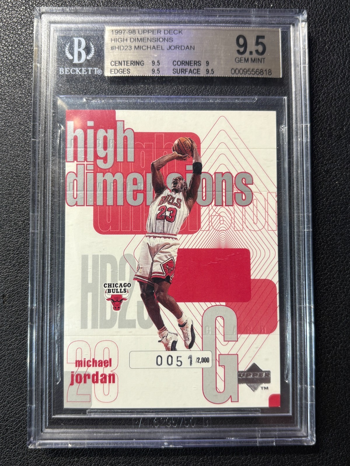 1997 Upper Deck High Dimensions #HD23 Michael Jordan /2000 Gem Mint BGS 9.5