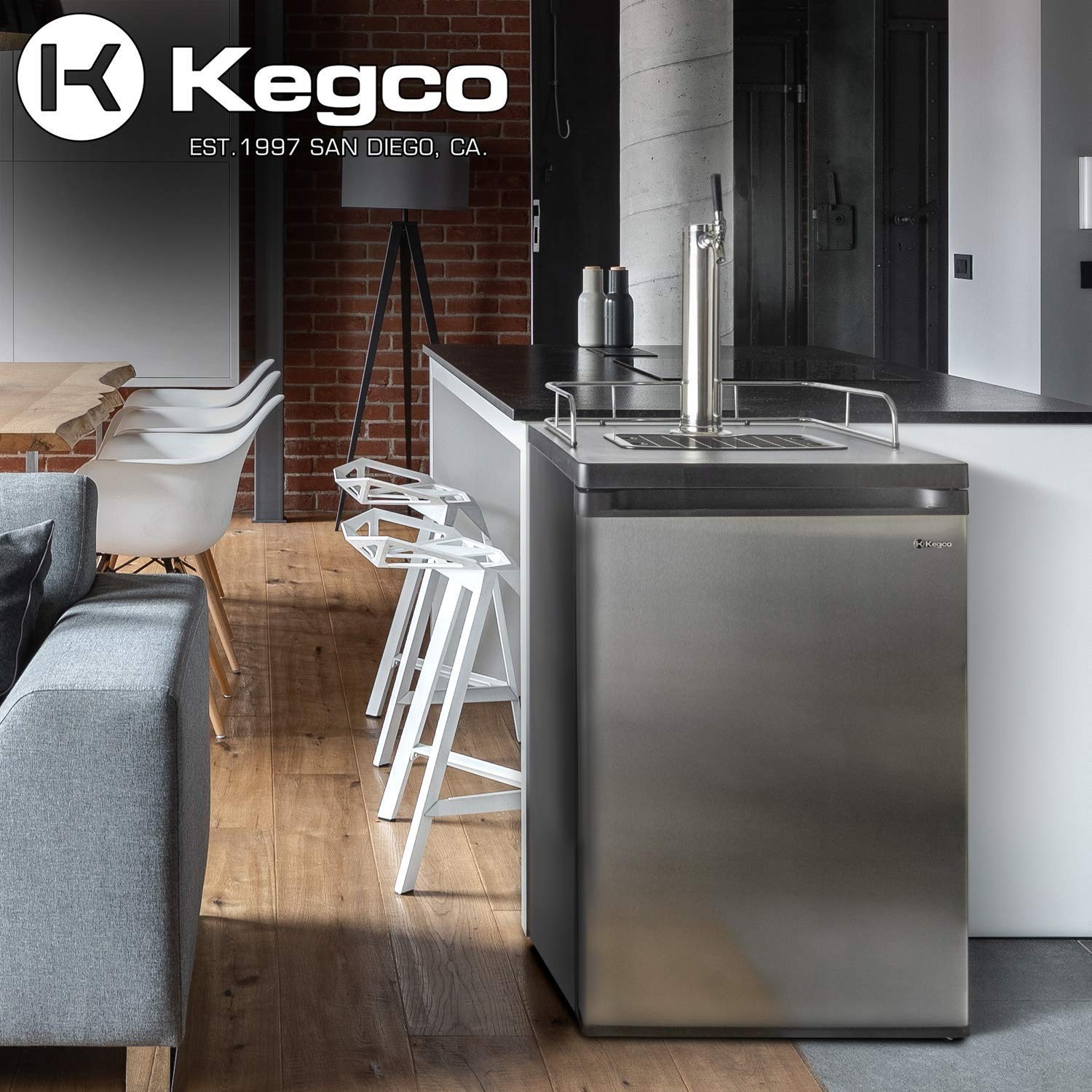 Kegco Kegerator Full Size Keg Refrigerator - Single Faucet - D System, Stainl...