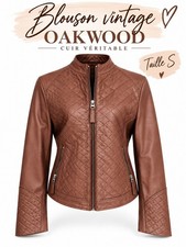 Oakwood veste cuir véritable vintage, marron femme taille S