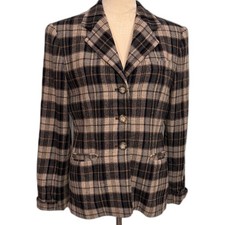 Evan Picone wool blend plaid blazer Size 8