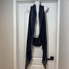 Long Duster Sleveless Cardigan Vest Open Front Boho Festival Hippy Embroidered