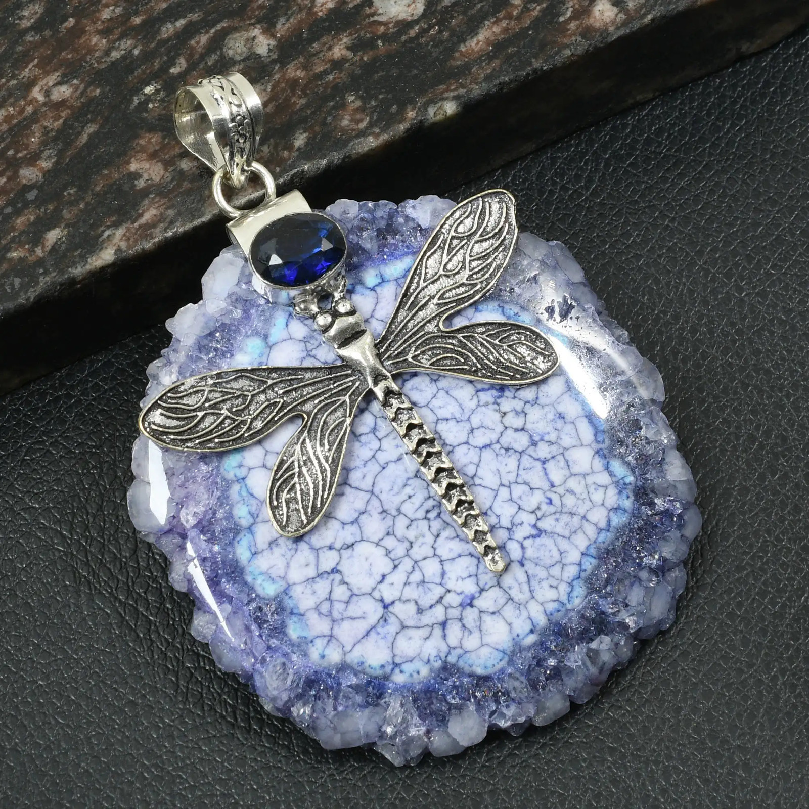 Solar Quartz Tanzanite Gemstone Handmade Dragonfly Pendant Jewelry 2
