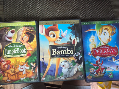 Disney Platinum Edition DVDs- Bambi, Jungle Book, Peter Pan (each a 2 disc set)