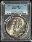 1986 American Silver $1 Eagle PCGS MS67 Outstanding Edge Toning!