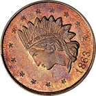 New York City Civil War Token Gruber Struck Over 1863 Cent NGC MS65 Ex Hetrich — photo 2