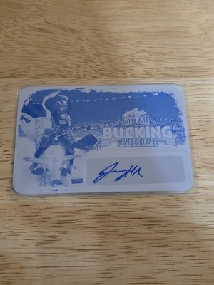 2024 PBR Bucking Awesome Autographs Printing Plates Cyan #BJH1 Jacauy Hale