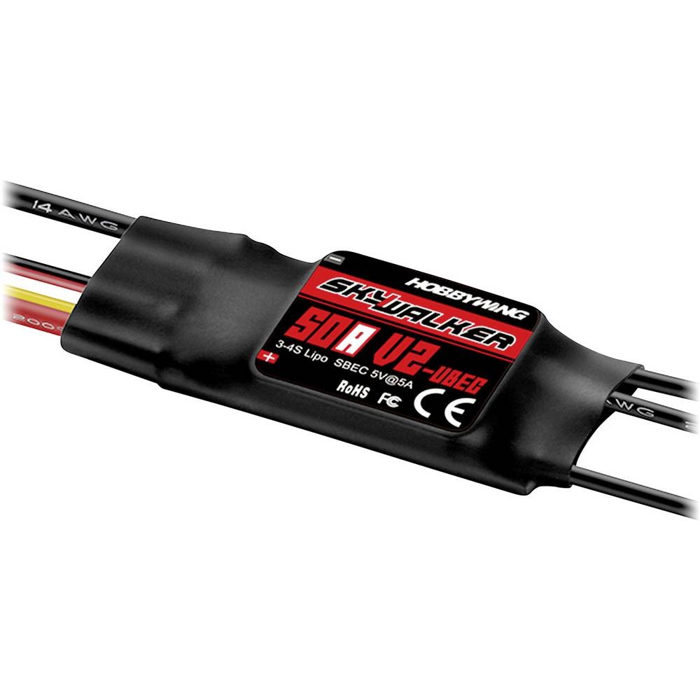 Régulateur brushless Hobbywing Skywalker V2 50A pour motoriser un avion de voltige