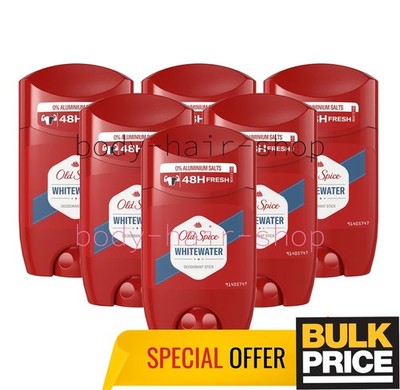 Old Spice Whitewater Stick Deodorant Alu-Free 48H Sweat Odor Protection 6-Pack