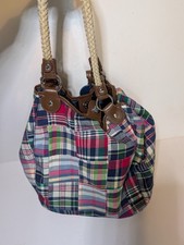 Tommy Hilfiger Purse Plaid Picnic Hobo Bucket Bag Shoulder Strap Patchwork