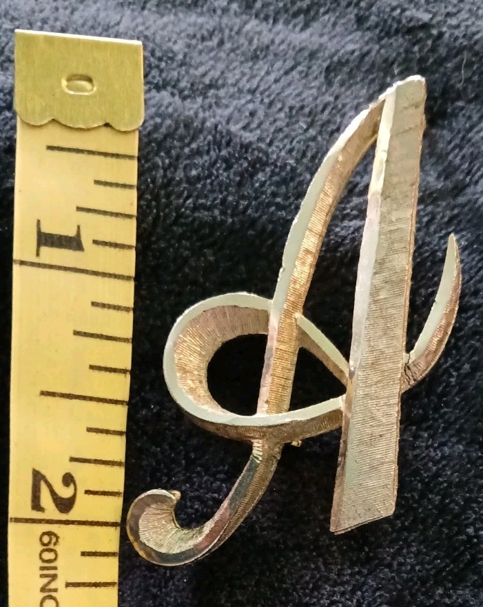Mamselle Monogram Initial A Brooch Cursive Gold T… - image 6