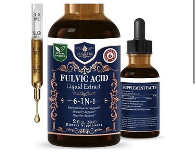 Fulvic Acid Extract Drops, Fulvic Humic Mineral Blend Liquid Supplement