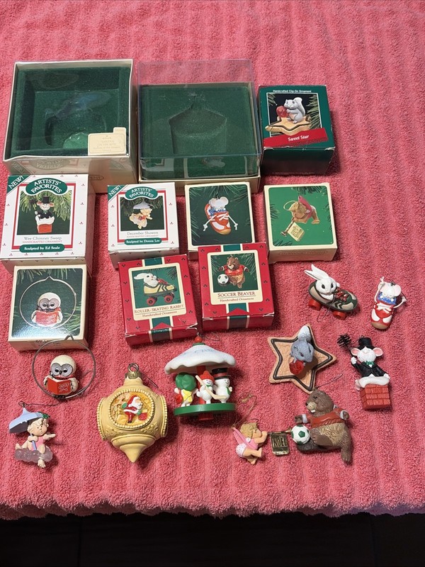 Hallmark Keepsake Ornaments 1981-1987 Mixed Lot 10 Pieces Christmas With Boxes