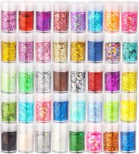 Holographic Chunky Glitter Set, 40 Colors for Crafts and Nail Art