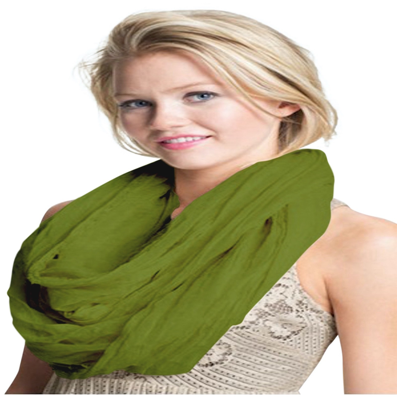 Green Mobius Infinity Scarf Snood Tube Round Moebius Shawl Pashmina CJ Apparel