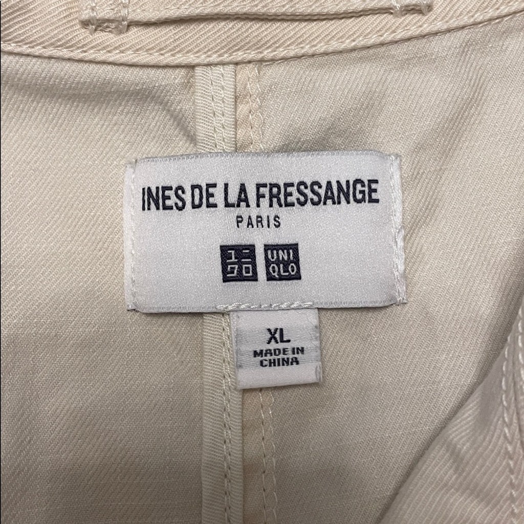 INÈS DE LA FRESSANGE X UNIQLO Trench Coat Size XL Cream Button Up Belt Pockets thumbnail 10