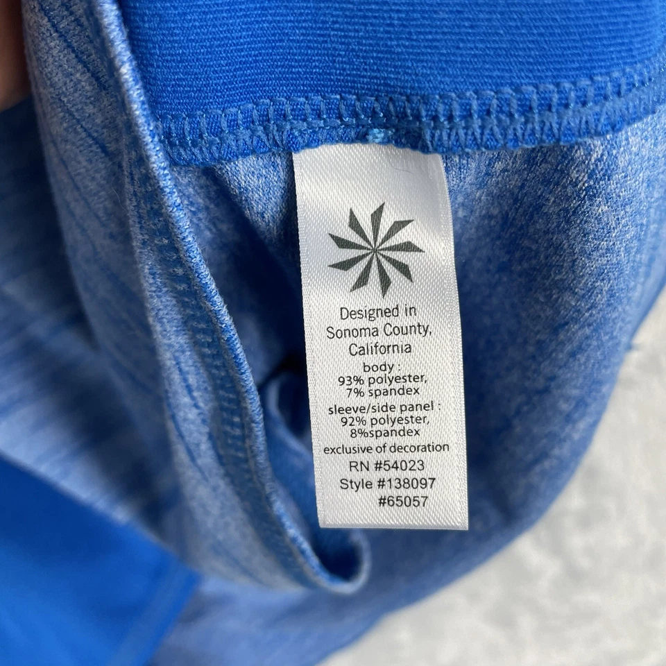 Athleta Long Sleeve Top Running Wild Mix Crew Blue Space Dye Thumb Holes Size L - Image 4 of 4